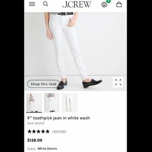 JCREW White 9” High-Rise Toothpick Jeans Sz.26